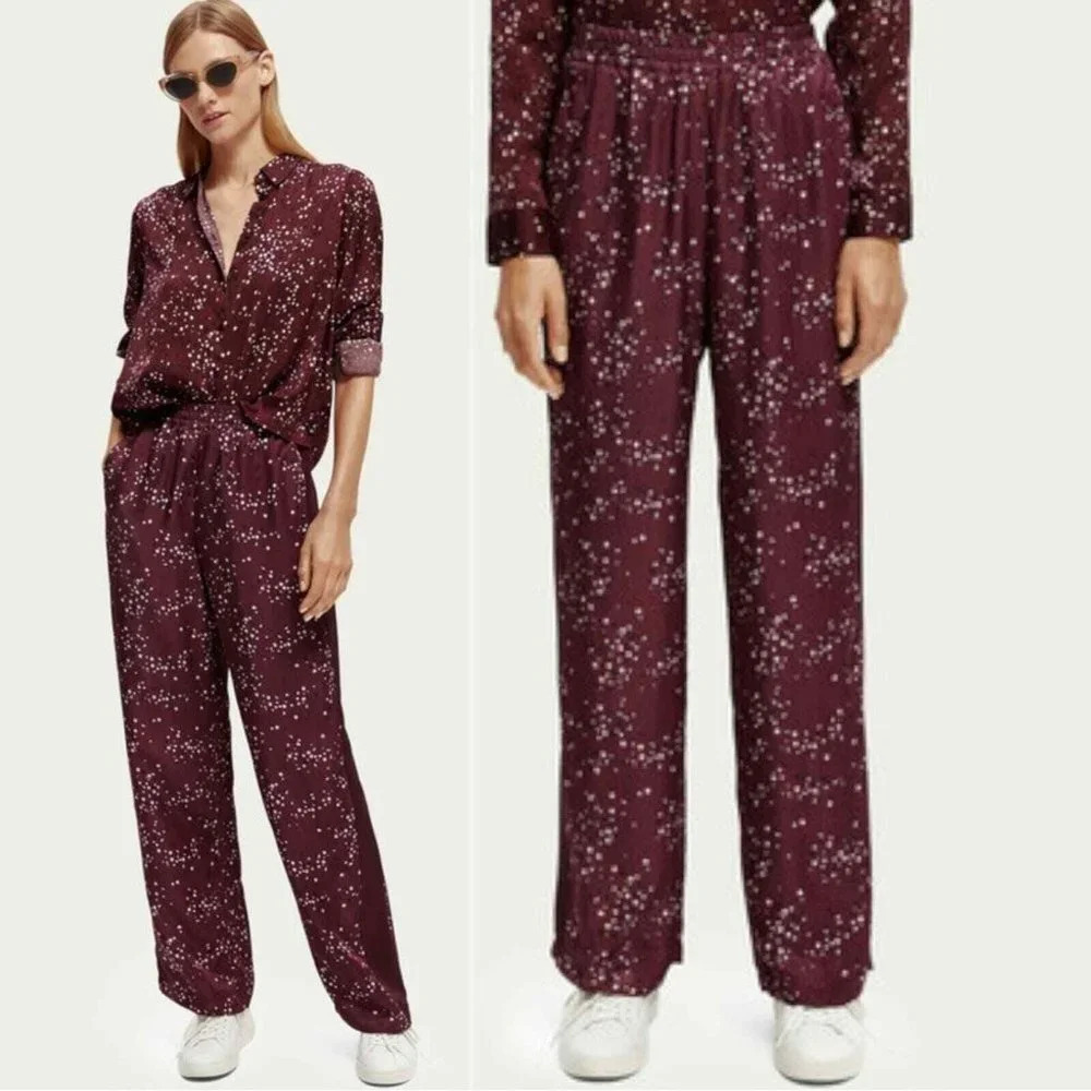 NEW! Scotch & Soda Silky Satin Gia Wide Leg Pull On Pants 9933